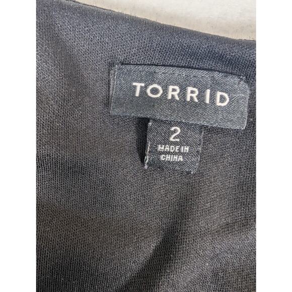 Torrid Women's Black Short Sleeve Skater Dress Size 2 18/20 Knee Length Stretch - Picture 4 of 6